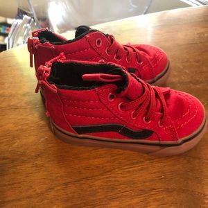 Red kids Vans hightops